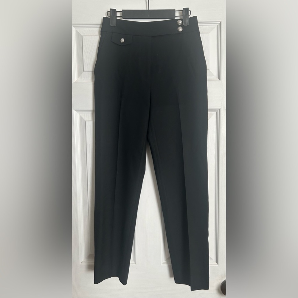 Veronica Beard Classic Black Straight Leg Trousers
